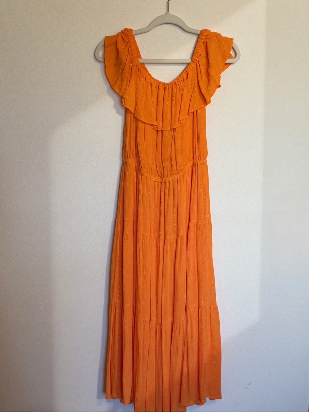 MICHAEL Michael Kors Bright Orange Ruffle Maxi Dress